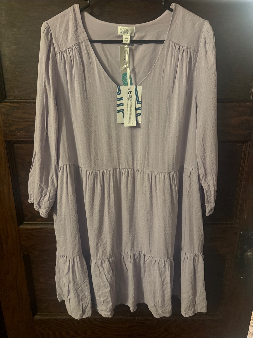 Market & Spruce Reena  Tiered Jaquard Dress, Light Purple NWT